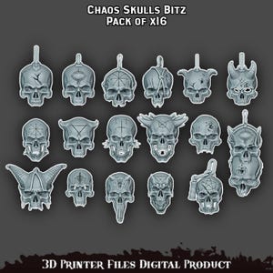 Miniature Chaos Skull Set 3D Printer Files Digital Product
