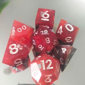 Blood Magic dice - handmade polyhedral dice set for D&D, games, and TTRPGs