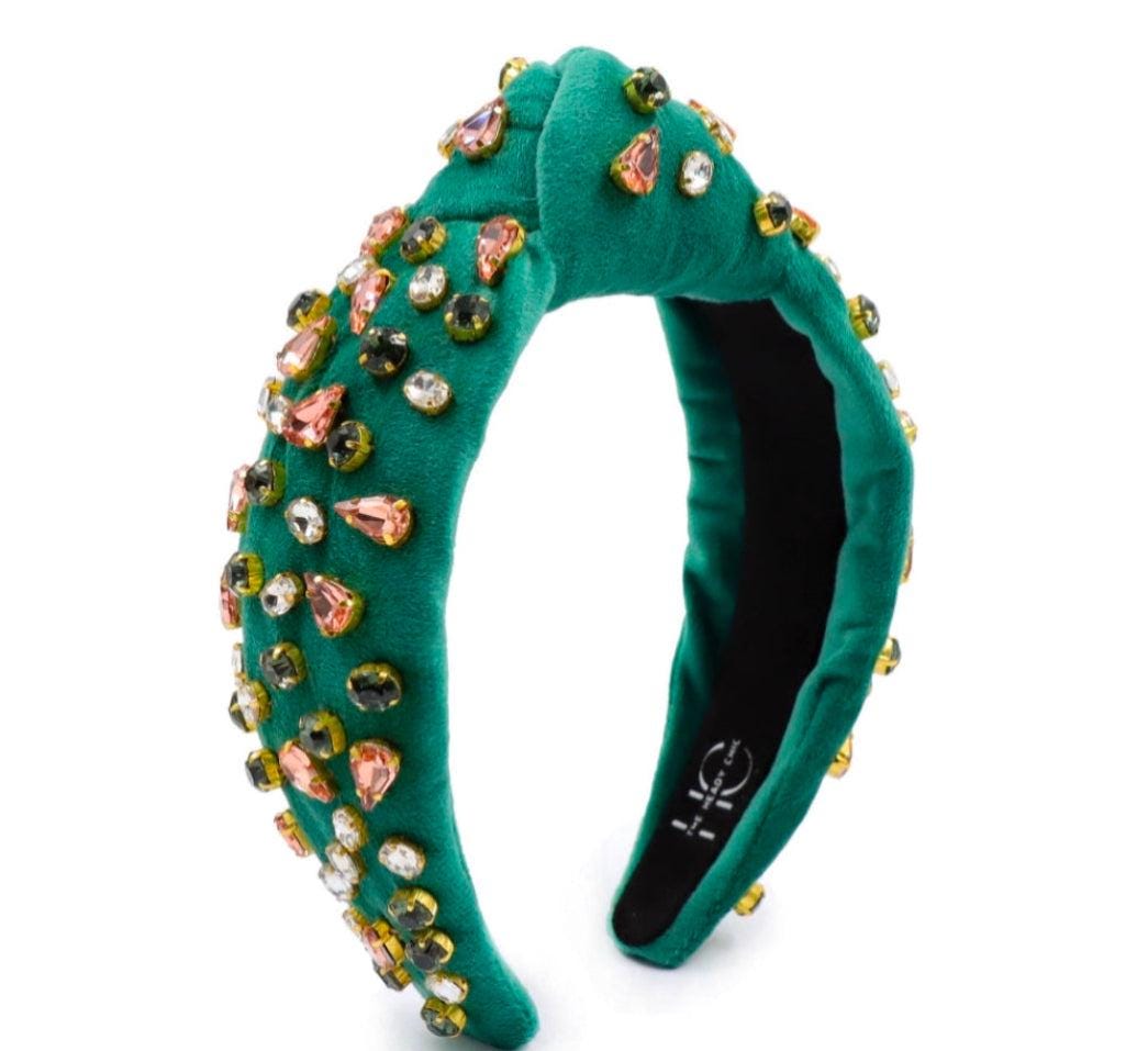 Adult Green Velvet Jeweled Knotted Headband - Etsy display picture 2