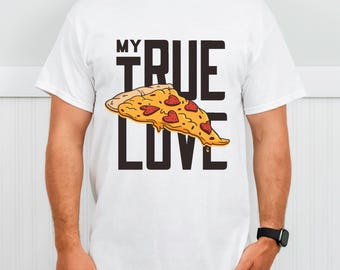 Pizza Statement T-shirt, True Love, S–2XL: diverse kleuren