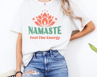 Minimalist Namaste T-Shirt, Modern Yoga Shirt with Circle & Lotus Design, Zen Apparel, Gift for Her, Crewneck