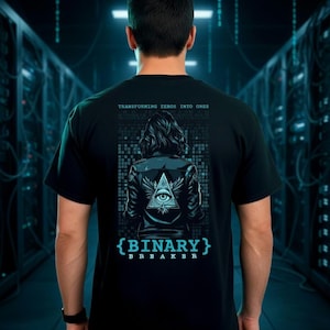 Hacker T-Shirt aus Baumwolle, Binary Breaker, Rückendruck, S-2XL: weitere Farben verfügbar