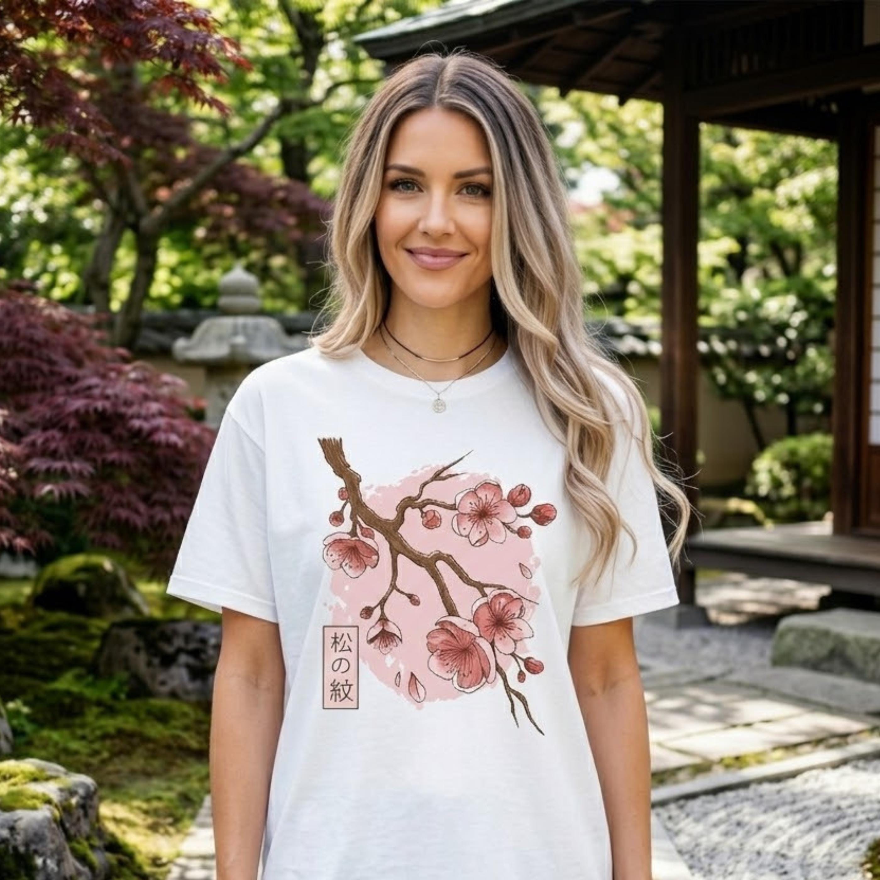 Cherry Blossom T-shirt, Sakura Branch Tee, Japanese Style Shirt