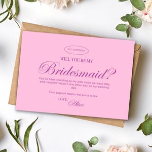 Editable Bridesmaid Proposal Card: Minimalist Canva Template (Digital Download