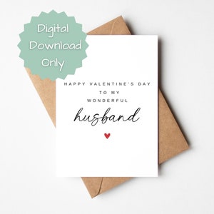 PRINTABLE Valentine&#39;s Day Card for Husband, Digital Valentine&#39;s Card, Happy Valentine&#39;s Day Card, Valentine&#39;s Digital Card Husband