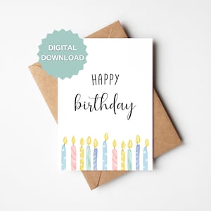 Printable Birthday Card, Simple Birthday For Any Age, Digital Happy Birthday Card Digital Download, Digital Birthday Card, Instant Download