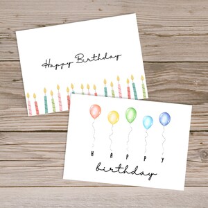 Pacote de Cartões de Aniversário para Imprimir, Pacote de Cartões de Aniversário Digitais, Pacote com 4 Cartões de Aniversário, Cartões de Aniversário Digitais, Conjunto de Cartões de Felicitações, Conjunto de Aniversário imagem 4