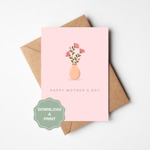 Tarjeta floral imprimible para el Día de la Madre, tarjeta digital para el Día de la Madre, tarjeta de feliz Día de la Madre, tarjeta floral imprimible para mamá, tarjeta sencilla