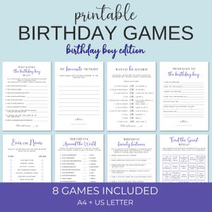 8 Printable Birthday Games For Him, Printable Birthday Games Bundle, Adult Party Games, Birthday Party Games, Printable Party Game Bundle