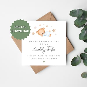 Biglietto d'auguri per la festa del papà stampabile da The Bump per il futuro papà, biglietto d'auguri per la festa del papà, biglietto digitale scaricabile, biglietto fai da te per la festa del papà 2025