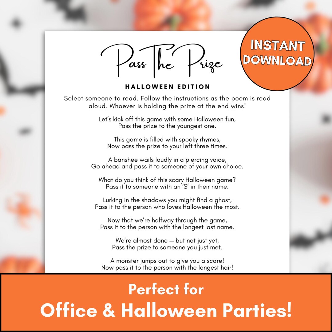 Pass the Prize Halloween Game Printable Pass the Gift Icebreaker ...