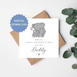 Biglietto d'auguri stampabile per la prima festa del papà, biglietto d'auguri stampabile per papà e bambino, biglietto digitale scaricabile, regalo fai da te per la festa del papà 2025