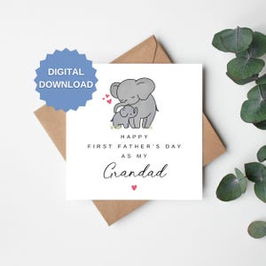Tarjeta imprimible para el primer día del padre para el abuelo (desde el bebé), tarjeta imprimible para el abuelo, tarjeta de descarga digital, tarjeta para el nuevo abuelo, día del padre 2025