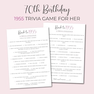 1955 Trivia Spiel, 70er Geburtstag Spiel für Sie, druckbares 60er Partyspiel, geboren 1965 Trivia Spiel, druckbare Geburtstagsspiel Sofortiger Download