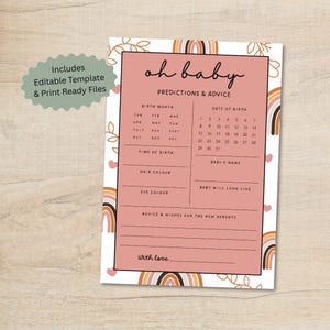 Baby Predictions Card, Baby Shower Game, Printable Baby Shower Game, Advice & Wishes for Parents To Be Baby Predictions Game, Mum to be Game