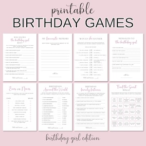 8 Printable Birthday Games For Her, Printable Birthday Games Bundle, Adult Party Games, Birthday Party Games, Printable Party Game Bundle