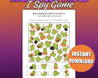 Printable Halloween Activity for Kids, I Spy Game, Fun Halloween Classroom Activity, Easy Halloween Party Game, Instant Download