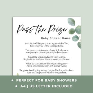 Baby Shower Pass The Prize Game Printable Pass The Prize Poem Baby Shower Gender Neutral Baby Shower Activity Neutral Baby Shower Game