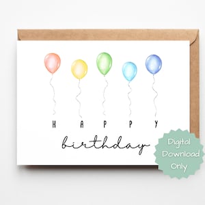 Printable Birthday Card, Simple Birthday For Any Age, Digital Happy Birthday Card Digital Download, Digital Birthday Card, Instant Download