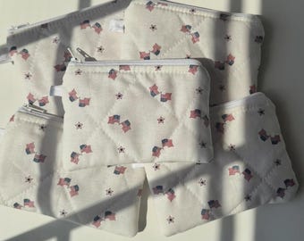 Quilted Mini Clutch Wallet: Handmade Keychain Bag, Card Holder