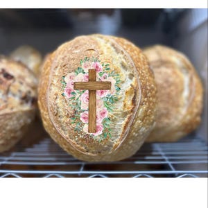 Easter cross  Wafer Paper- Includes 1 edible image - Sourdough edible image-  happy Easter