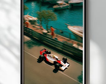 Lámina del McLaren F1 del Gran Premio de Mónaco, Arte de coches de Fórmula 1 de la era Marlboro (Descarga digital)