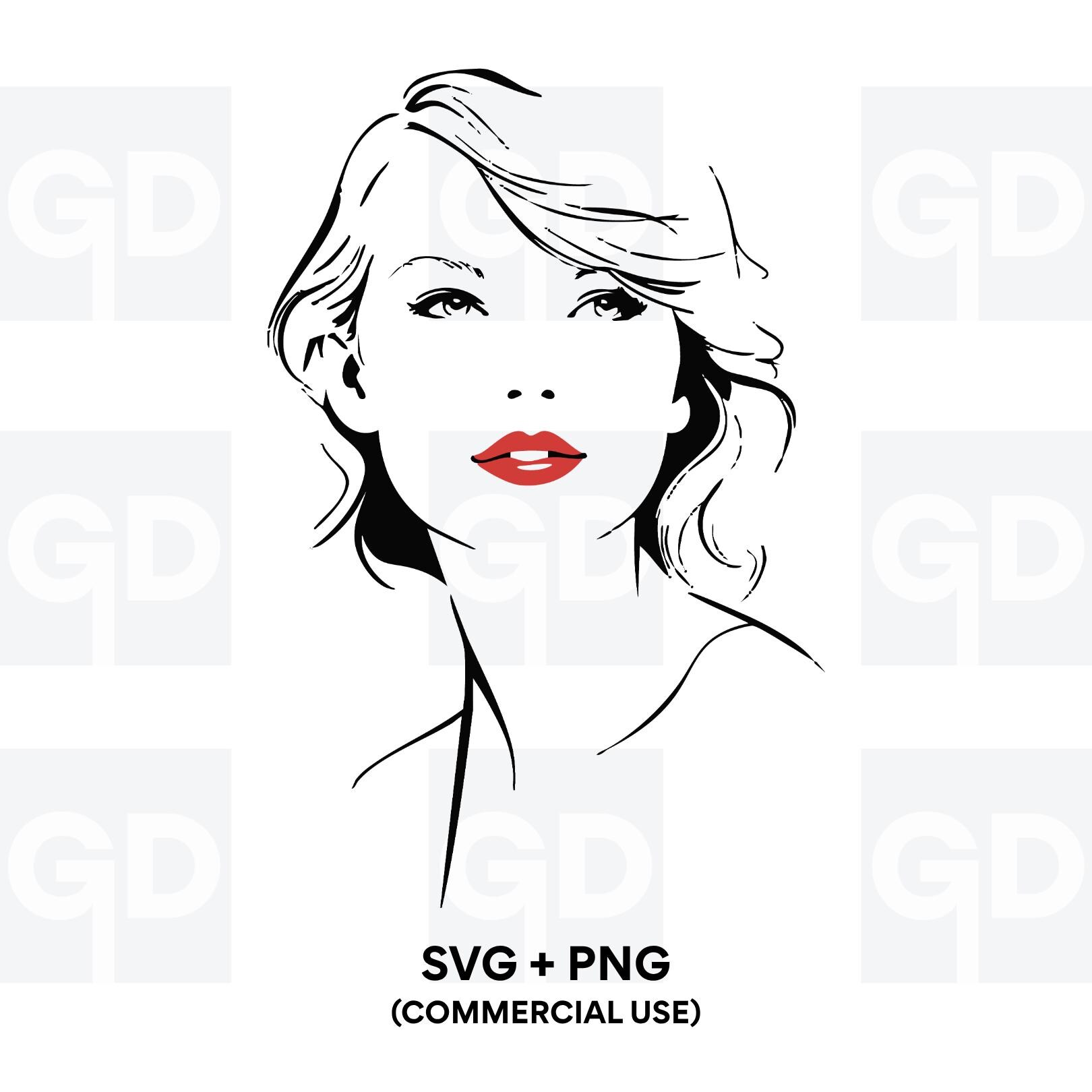 Taylor Swift PNG SVG Red Lips | Swiftie Clipart | Pop Star Digital Download | Cricut Sublimation Design | Merch DIY Printable Art