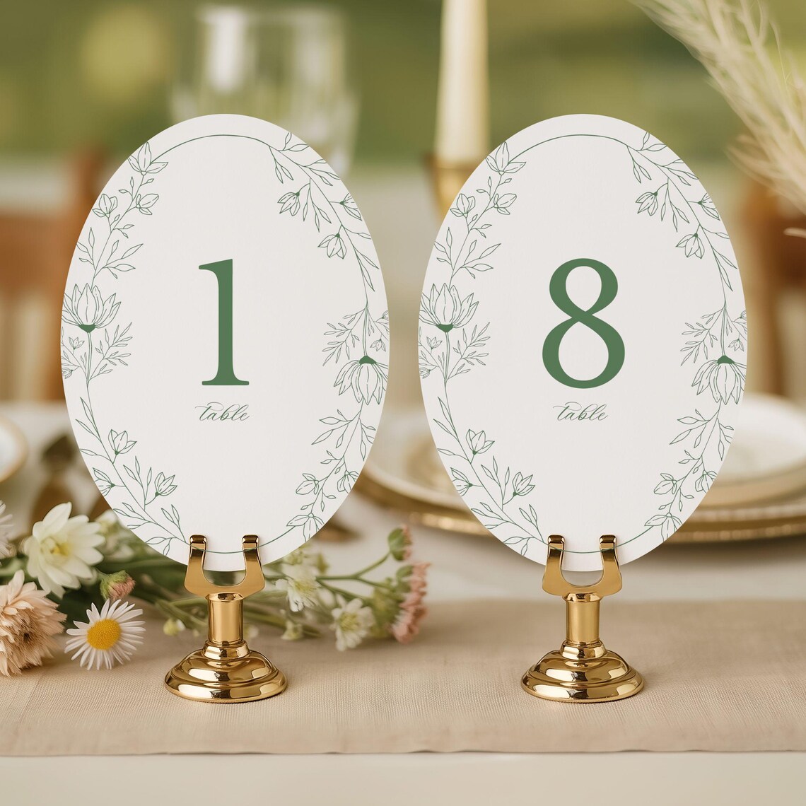 Garden Party Oval Wedding Table Numbers Floral - Etsy