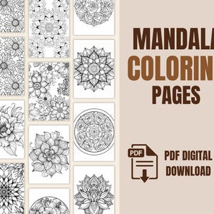 Floral Mandala Coloring Pages: Relaxing Adult Coloring Book (Digital Download)