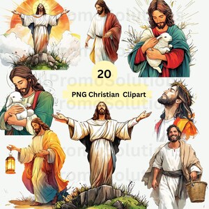 20 Jesus Christ Clipart, Easter Christian Art, Printable Watercolor Clipart, High-Quality JPG, Digital Download, Paper Craft, Junk Journal 1