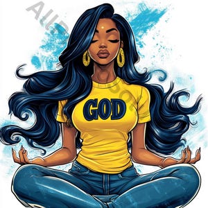 Black Girl Praying Clipart, Black Woman Faith Clipart, Black Girl Graphics, Faith Quotes PNG, Black Queen PNG, Curvy Fashion Girl Clipart