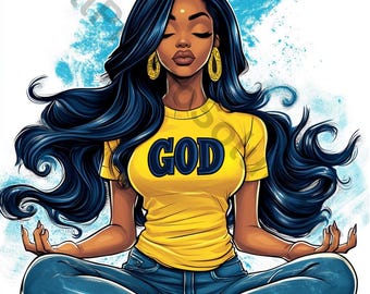 Praying Black Woman Clipart: Faith Graphics PNG (Digital Download)