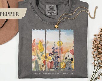 Comfort Colors® Wildflower Shirt, Floral Graphic Tee For Women, Boho Spring T-Shirt, Plant Lover Gift Idea, Garden Inspired Cute Outfit