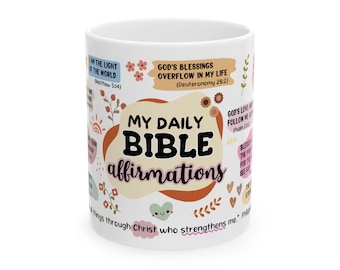 Bible Affirmations Mug | Christian Coffee Cup | Daily Scripture Encouragement | Faith Gift for Her