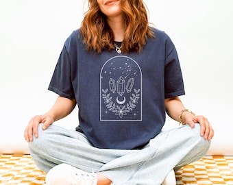 Mystical Crystals Tee – Vintage Boho Shirt for Spiritual Souls & Crystal Lovers