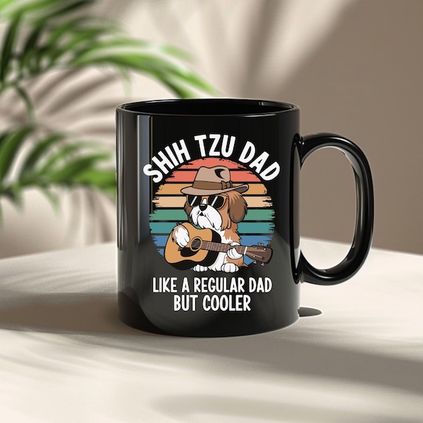 Taza divertida de Shih Tzu para amantes de las mascotas, gran regalo para papás, taza de café para papá perro Shih Tzu, Día del Padre, cumpleaños, adopción de mascotas de la familia Shih Tzu