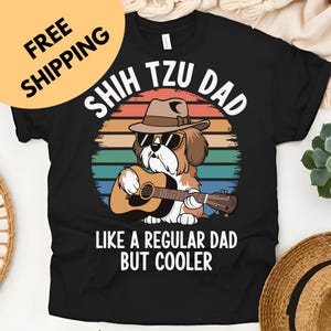 Shih tzu Dad Shirt | Dog lover Dad T-shirt | Funny Shih tzu Dog Dad Gift | Vintage Retro Shitzu Dad Dog Tee | Dog Daddy shirt | Gildan 5000