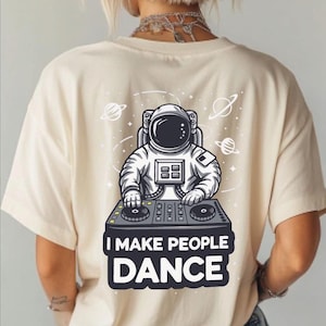 Techno Shirt EDM | Electronic House Music DJ Astronaut T-shirt | Funny Gift for Raver | Rave Hardstyle DJane Tee Backprint Streetwear