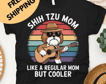 Koszulka dla mamy Shih Tzu | Koszulka dla mamy miłośniczki psów | Zabawny prezent dla mamy psa Shih Tzu | Koszulka Vintage Retro Shitzu Dad Mother | Koszulka dla mamy psa | Shitzu