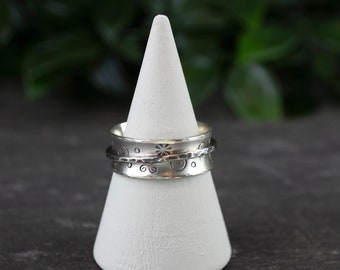 Swirls and Flowers Sterling Silver Spinner Ring