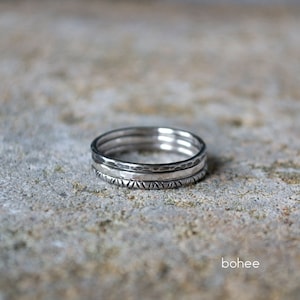 Set of 3 Sterling Silver Dainty Stacking Rings