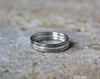 Set of 3 Sterling Silver Dainty Stacking Rings