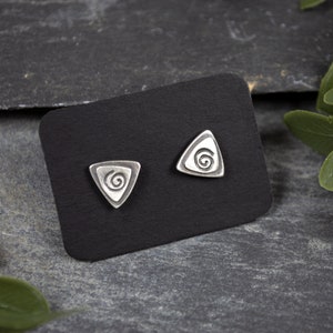 Sterling Silver Triangle Swirl Stud Earrings