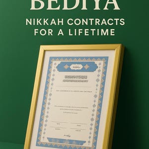 Contrato Nikkah com Moldura Dourada, Certidão de Casamento e Casamento Islâmico, Nikkah Nama, Caneta Dourada, Nomes Personalizados