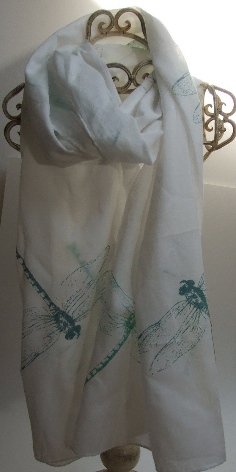 cotton scarf with dancing Dragonflies image 5