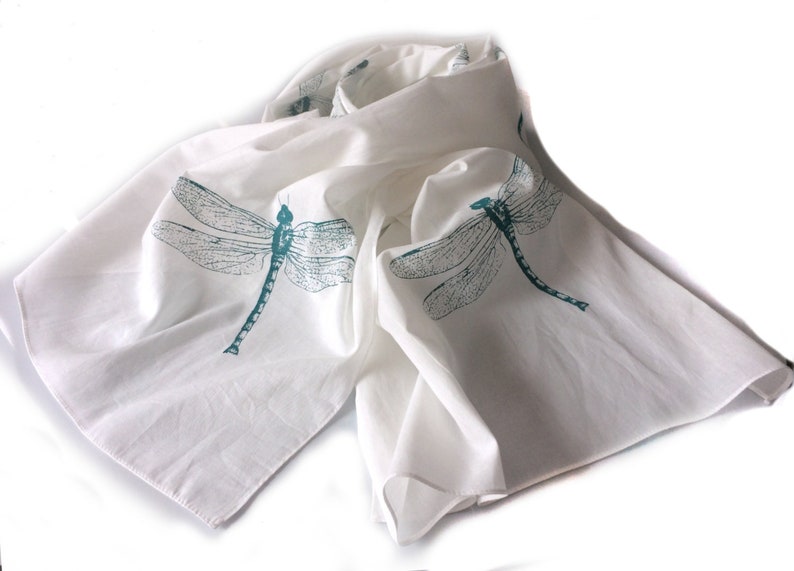 cotton scarf with dancing Dragonflies image 1