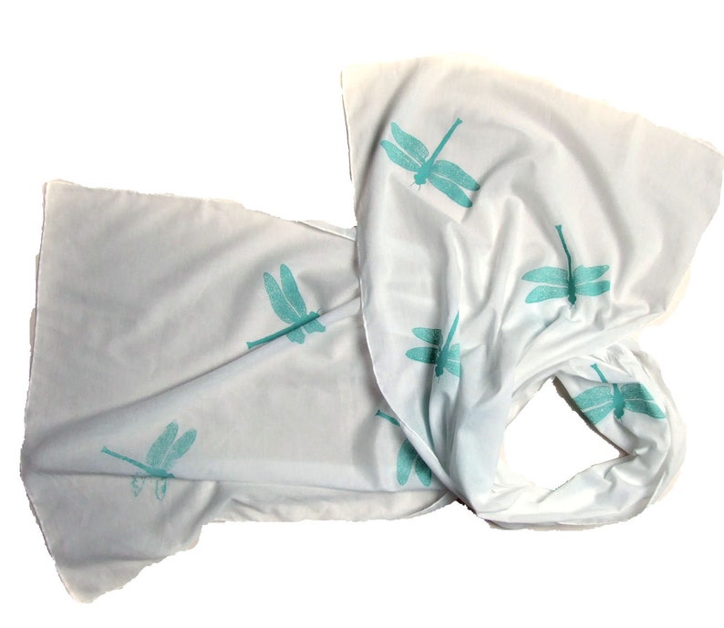 cotton scarf with dancing Dragonflies image 4