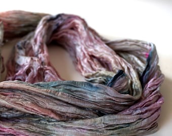 Silkscarf in shades of pink, grey and blue