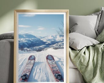 Arte de pared de esquí de invierno - Póster de apartamento - Decoración de casa de esquí - Arte de snowboard - Arte de montaña - Decoración de pared de esquí - Impresión de pared, Envío gratis