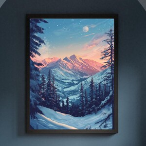 Winter Wall Art -Apartment Poster - Winter House Decor - Warm Snow Art - Mountain Art - Snow Wall Decor - Wall Print, Free Shipping